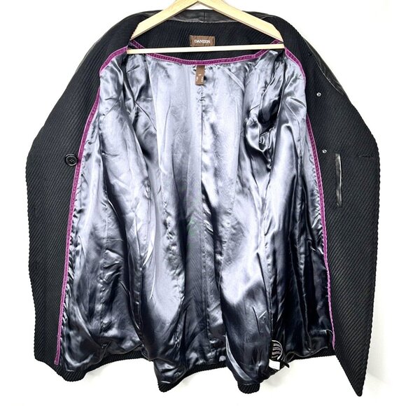 Danier Womens Wool Italian Leather Coat Ribbed Asymmetrical Button Up Lined S - Picture 8 of 16